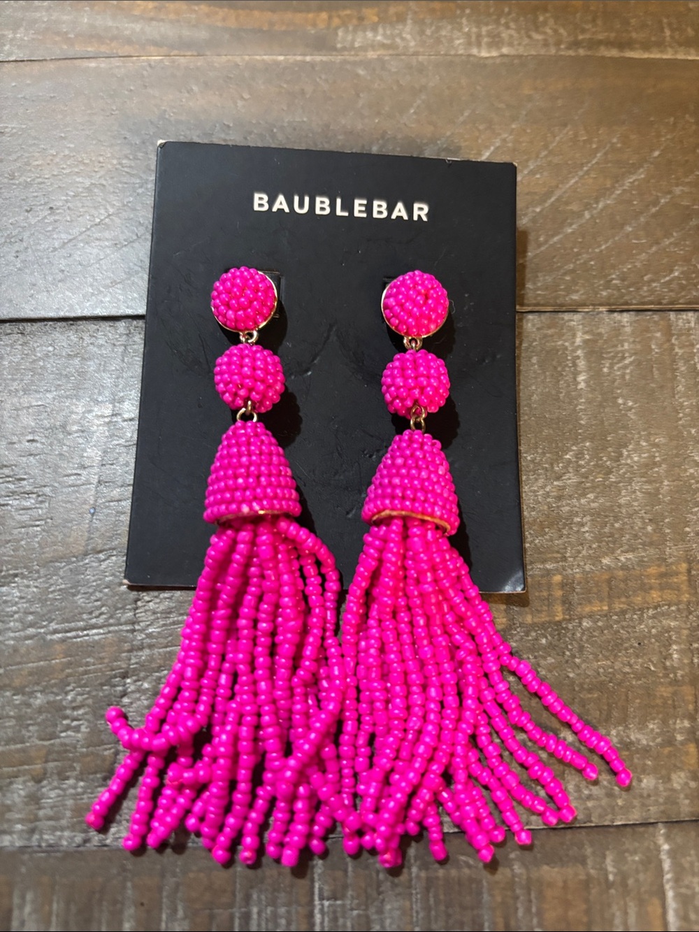 BaubleBar Neon Pink Beaded Tassel Statement Earrings